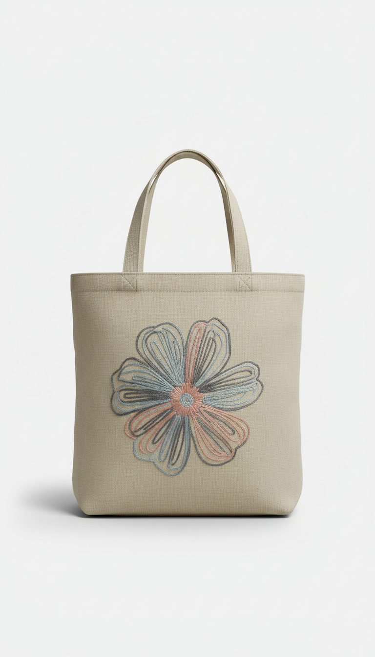 Custom embroidered canvas tote bag